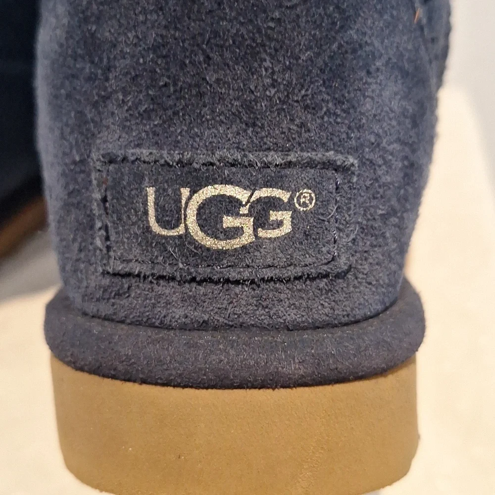 UGG Australia  Classic Short Sunshine Perf Navy Suede Boots Size 7